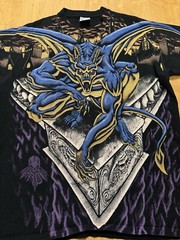 Rare Vintage LIQUID BLUE 1995 Gargoyle All-Over Print Single Stitch Shirt XL USA