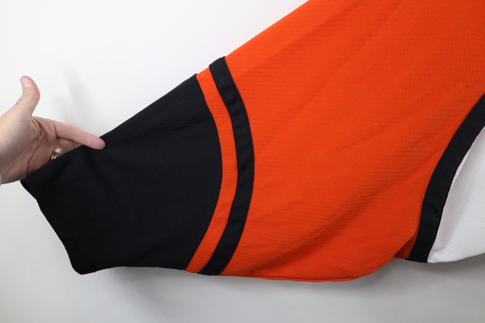 Vintage 90s CCM Mens XL Soul Patch Mesh Hockey Jersey Orange White Polyester gallery