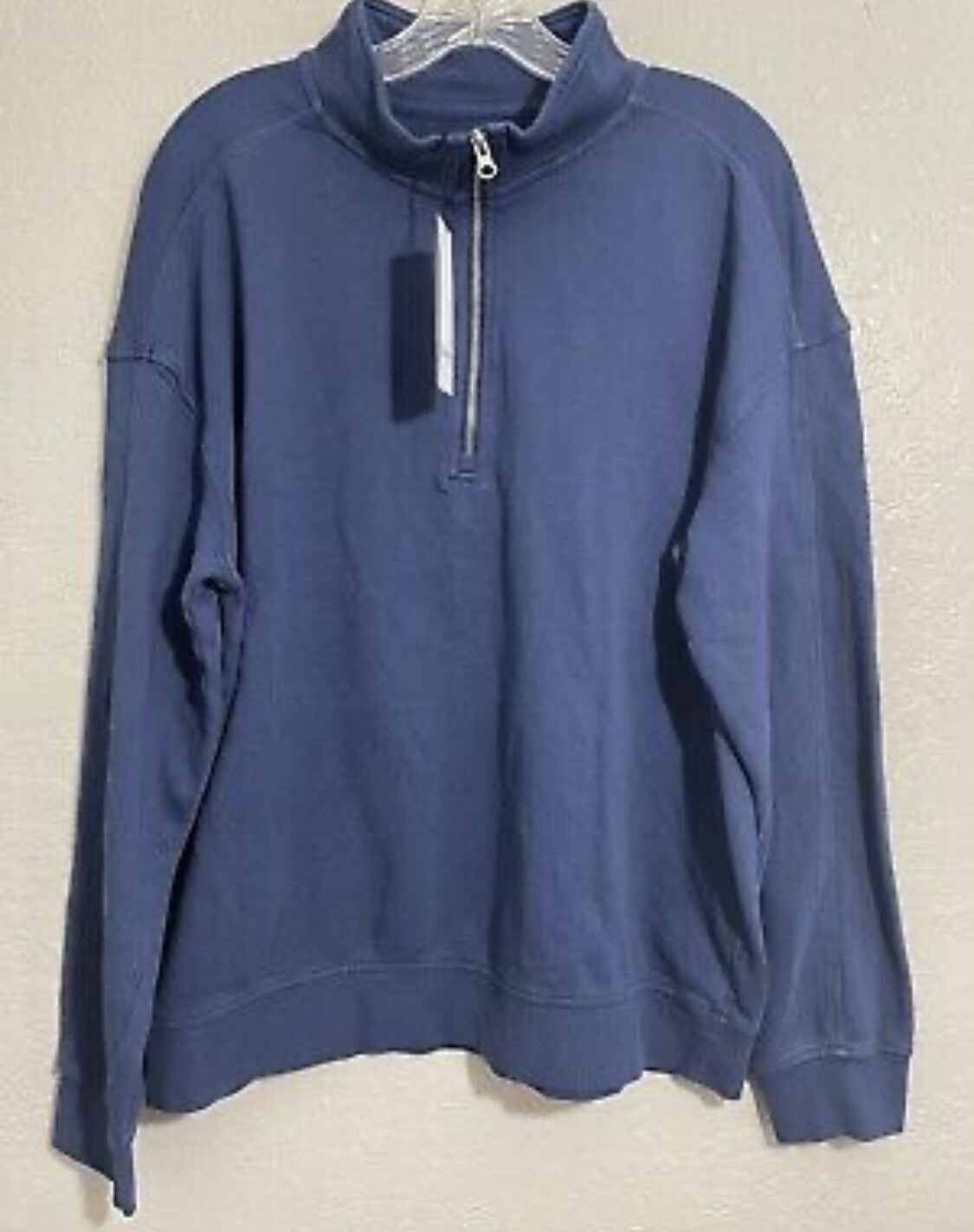 Men’s Goodfellow Half Zip Pullover Shirt Size L Fighter Pilot Blue gallery