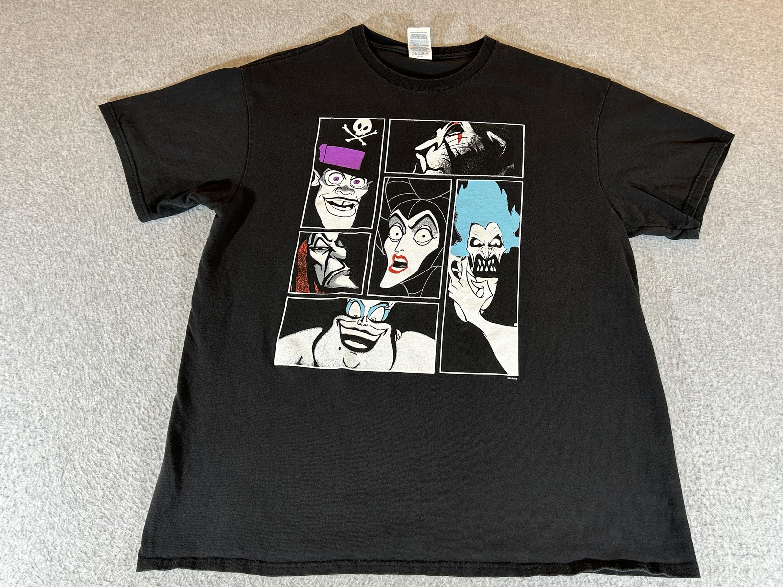 Vintage Disney Villains Shirt Mens Large Black Graphic Cartoon Short Sleeve Tee