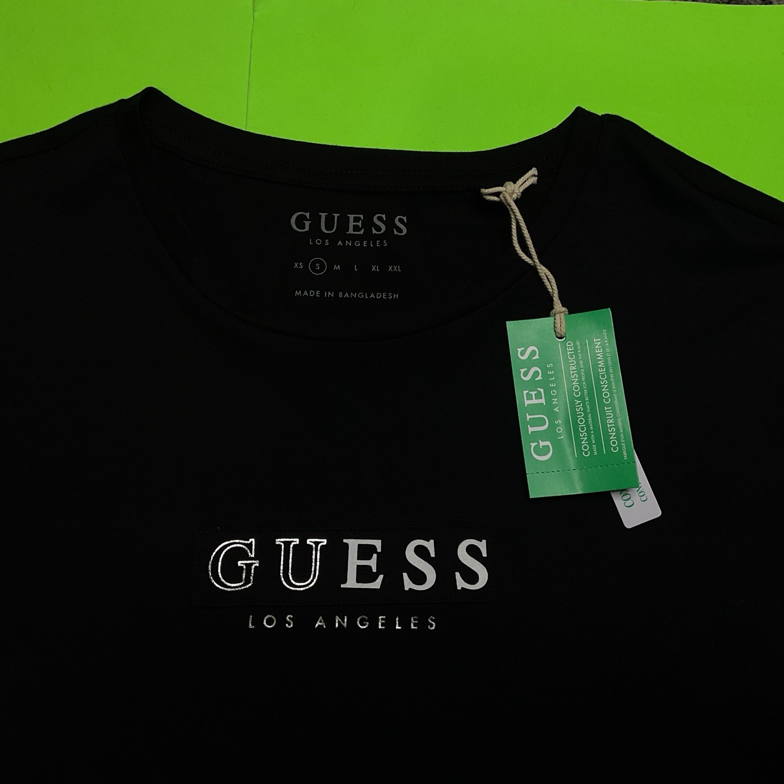 GUESS Los Angeles Men’s Long Sleeve T-Shirt SMALL Black w/White, Silver NEW gallery