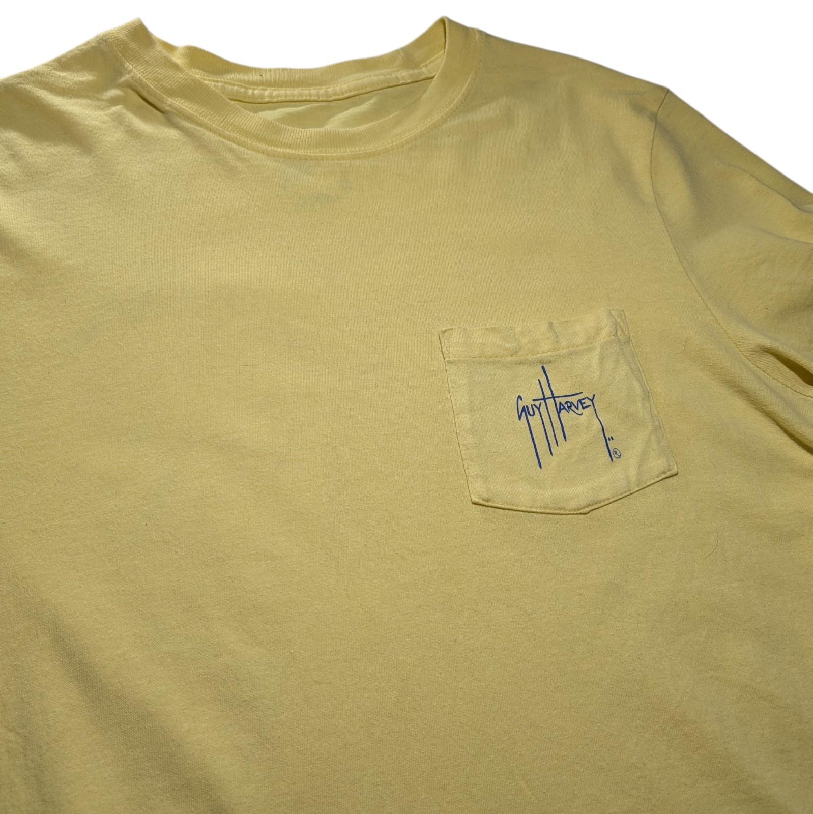Guy Harvey Tee Shirt Yellow Nautical Fish Beach Life Pocket Tee Mens Large gallery