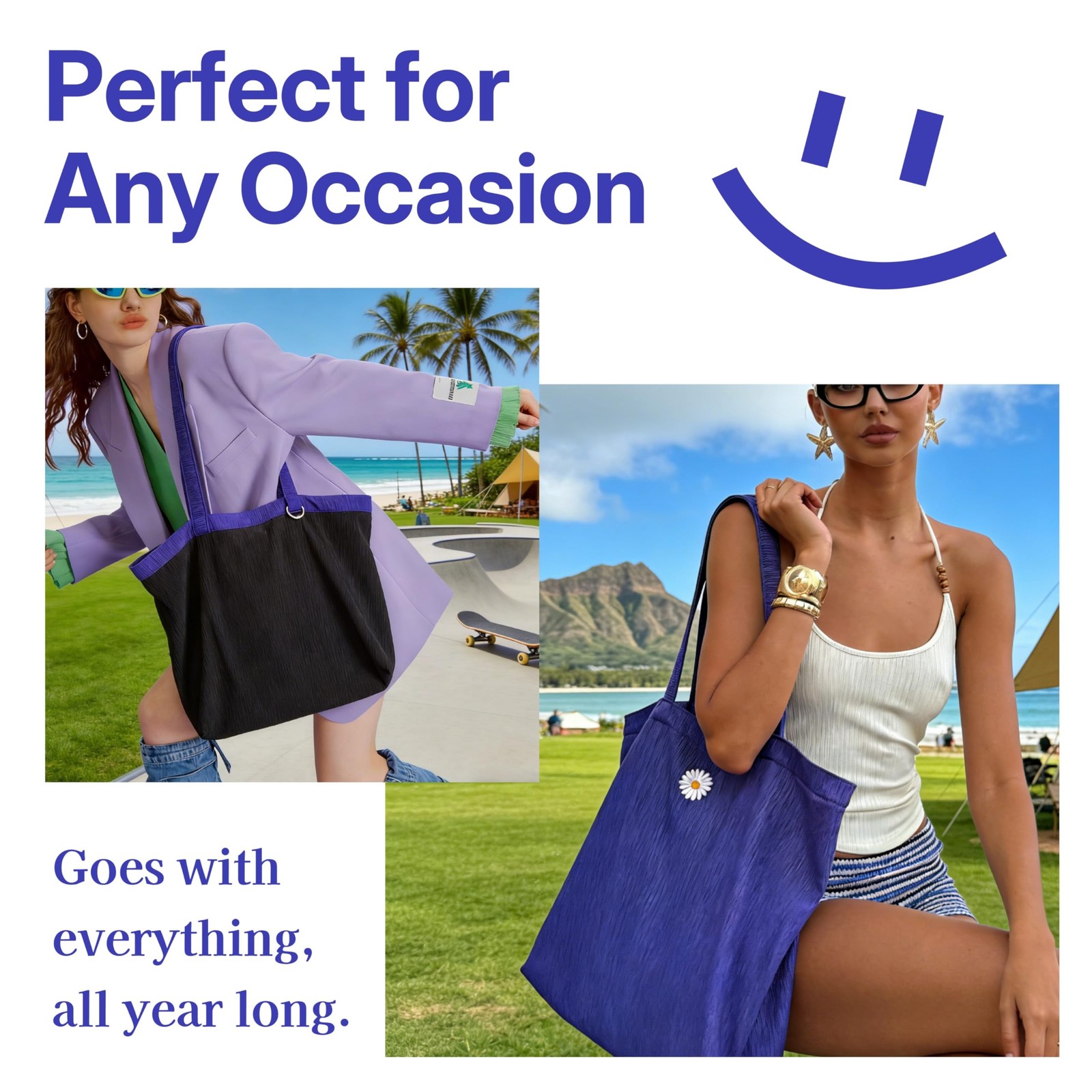 Everyday Tote Bag for Women, Summer Beach Tote with Shoulder Strap, Soft Ligh... gallery