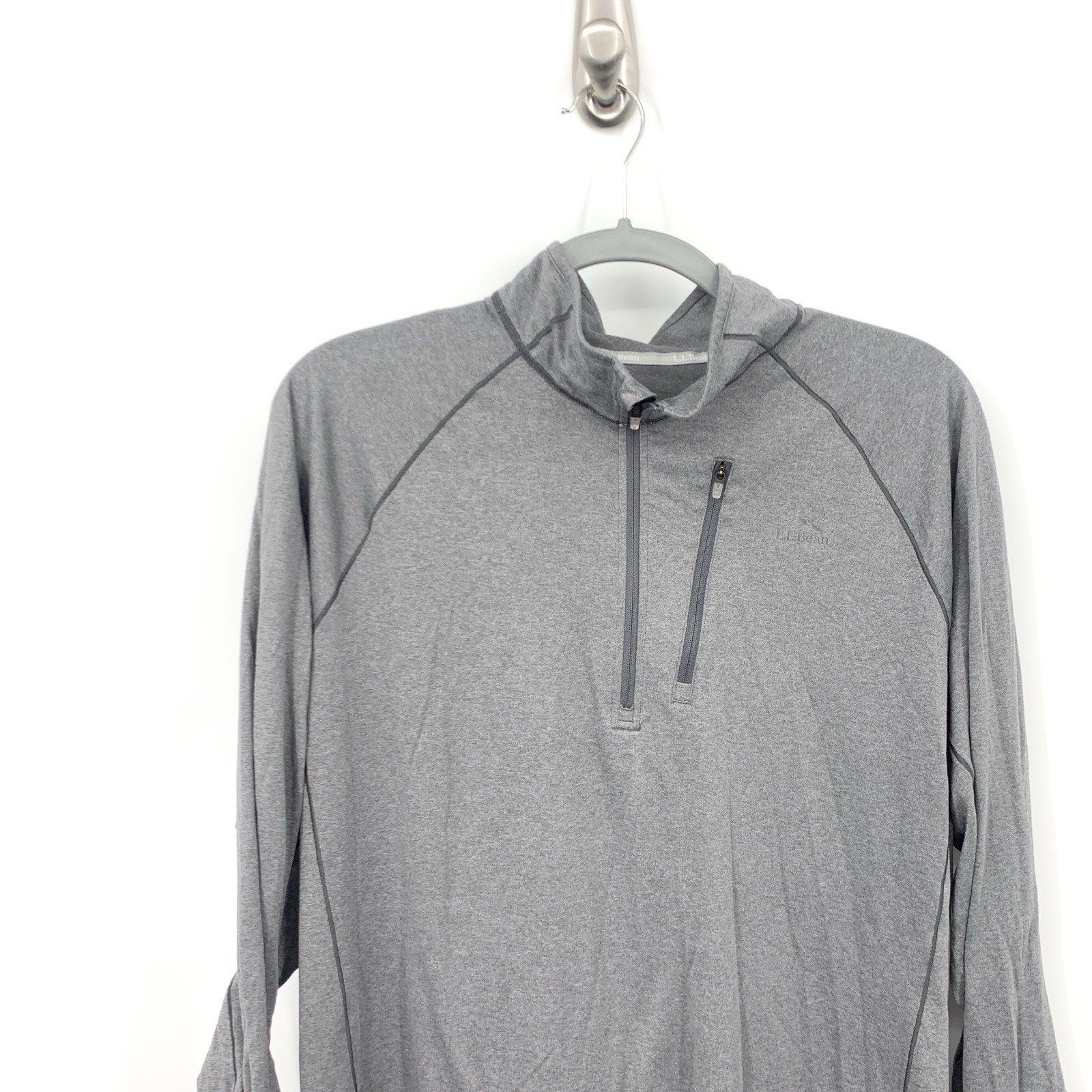 LL Bean Men Size Large TALL LT Shirt 1/4 Zip Pullover Top Gray Base Layer gallery
