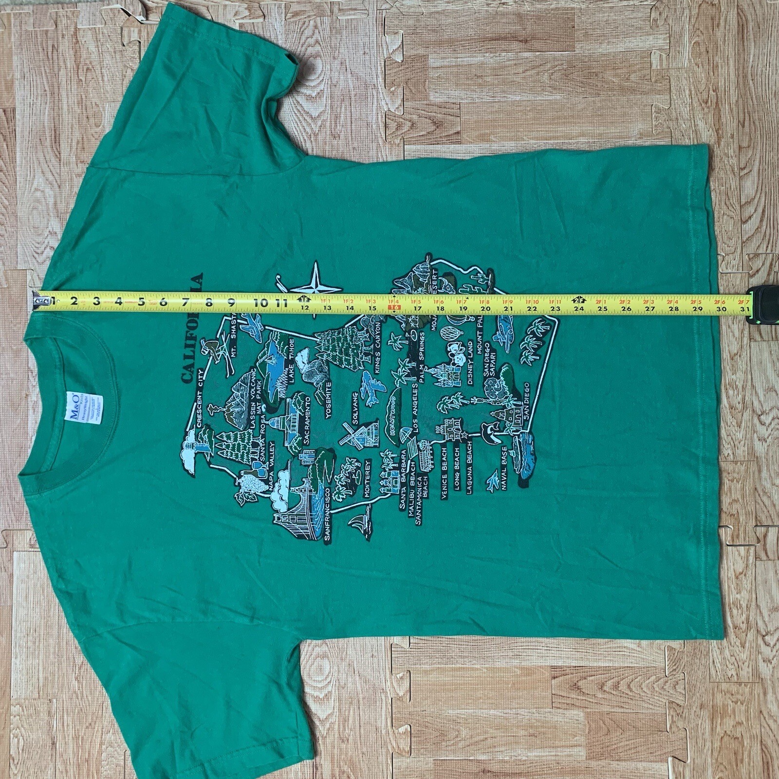 Vintage California Tourist Map Shirt Green Mens Size Large Souvenir Graphic Tee gallery