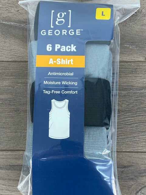 NEW! George Men's Assorted A-Shirts, 6-Pack, Large, Black/Grey gallery