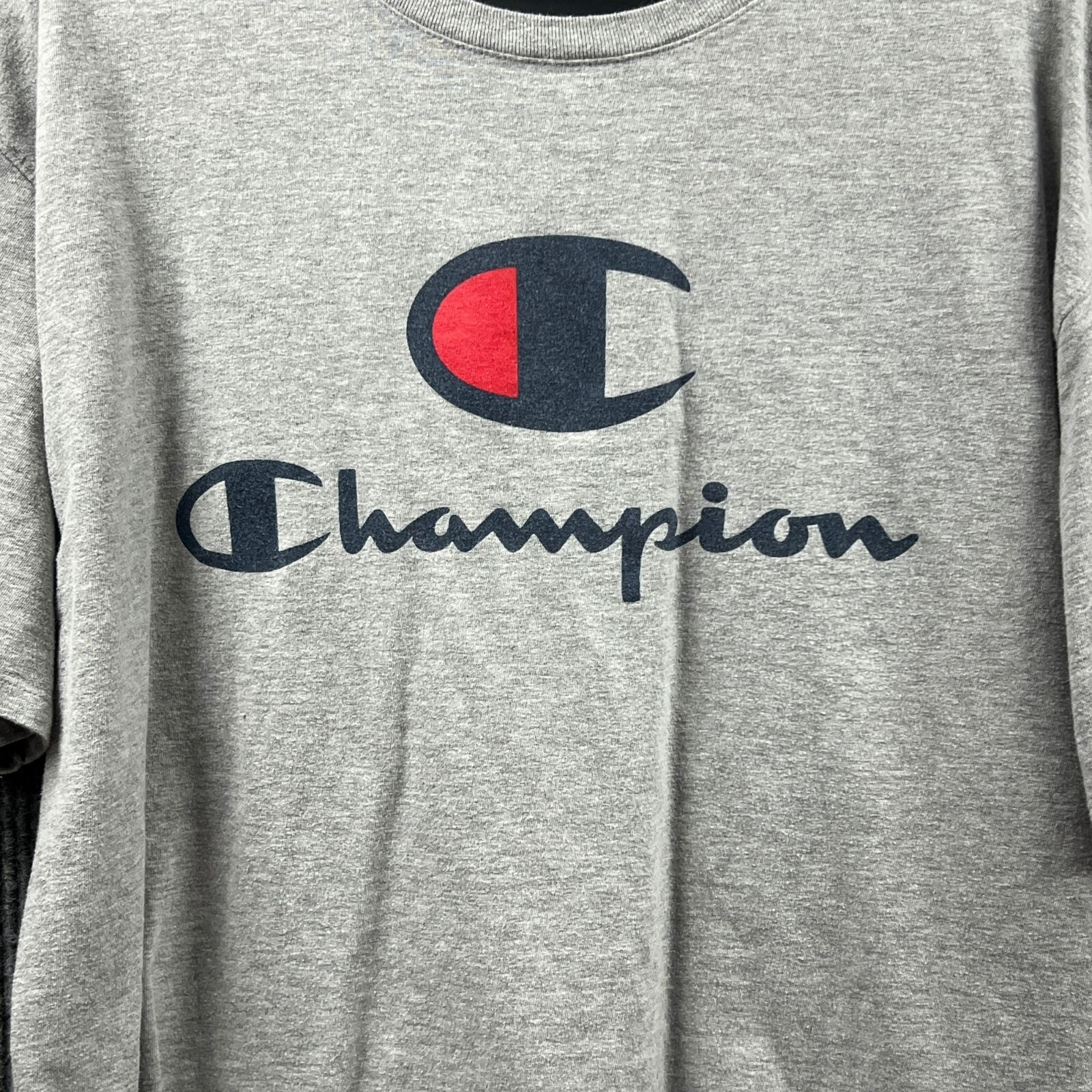 Champion Authentic Athleticwear T-Shirt Mens XL Grey Spellout Logo Pullover Top gallery