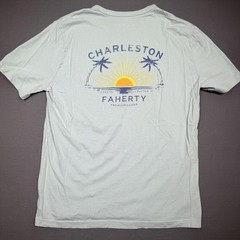 Faherty Shirt Mens Medium blue Charleston Beach Sunset Graphic Tee T-Shirt