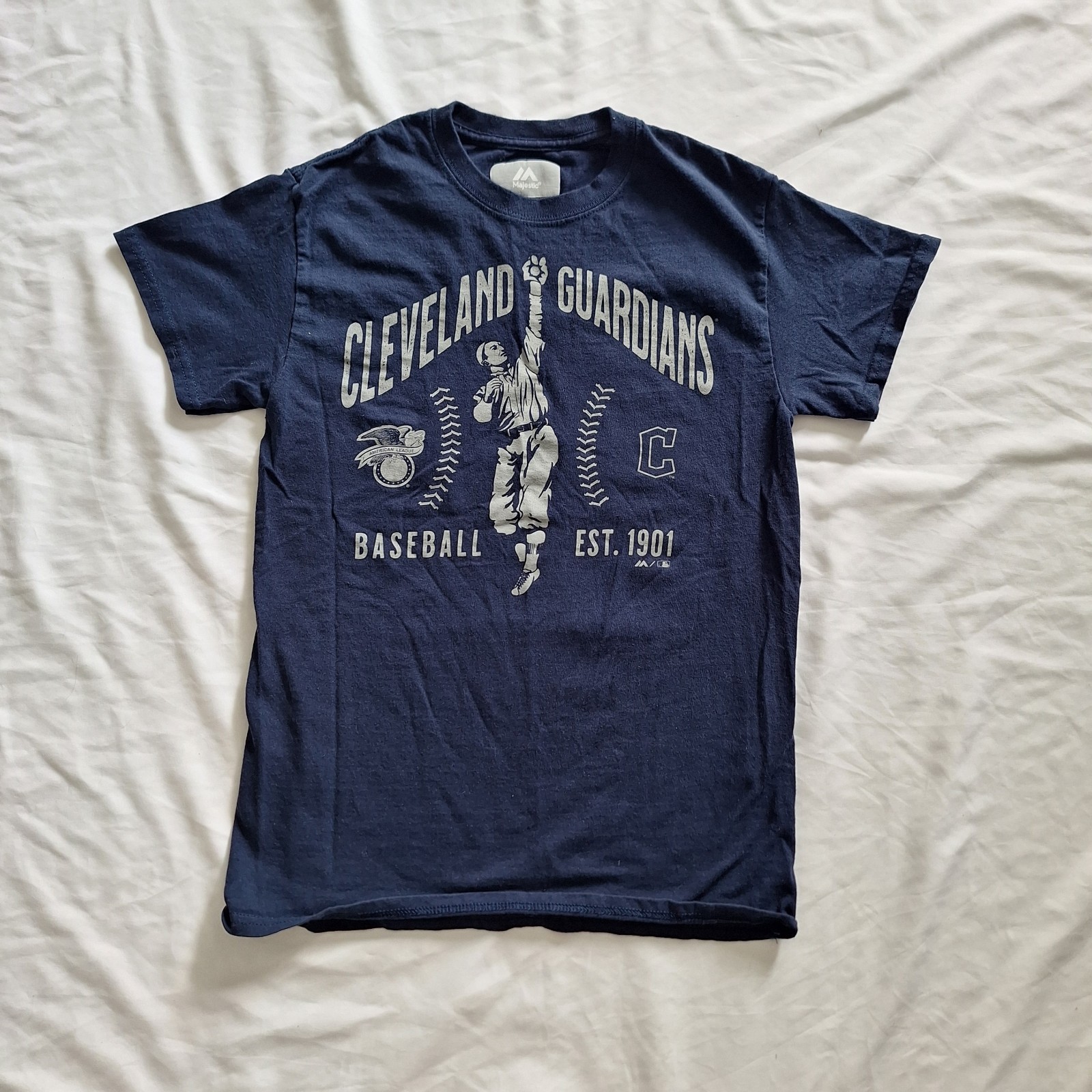 Majestic Cleveland Guardians Vintage Style Est. 1901 Blue Small T-Shirt gallery