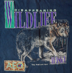 American Eagle Outfitters Grey Wolf XL T Shirt VTG Disappearing Wildlife Y2K