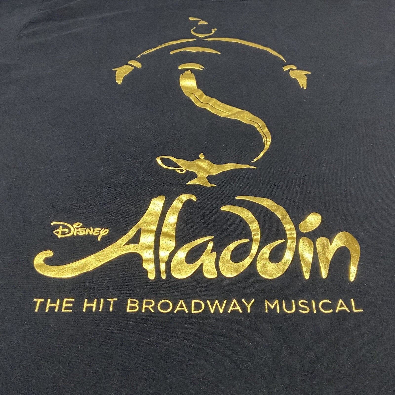 Disney Aladdin Shirt The Hit Broadway Musical Graphic Shirt Black & Gold Size M gallery