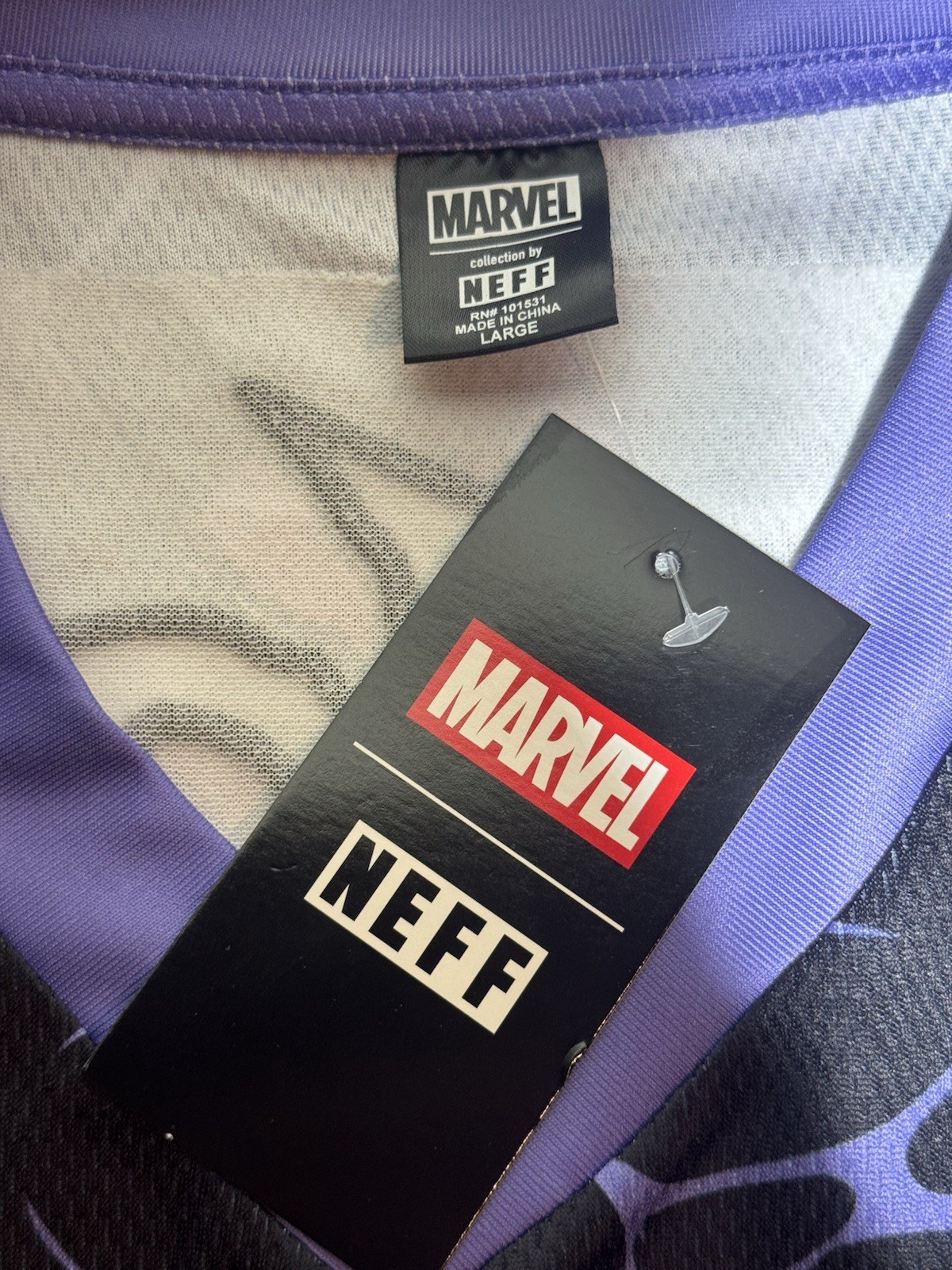 Neff x Marvel Venom Jersey Men’s Size Large Black Purple Embroidered NEW gallery