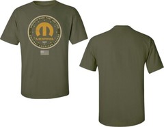 CHECKERED FLAG SPORTS MOPAR 1937 MEN’S MILITARY GREEN DISTRESSED TEE SHIRT E1681