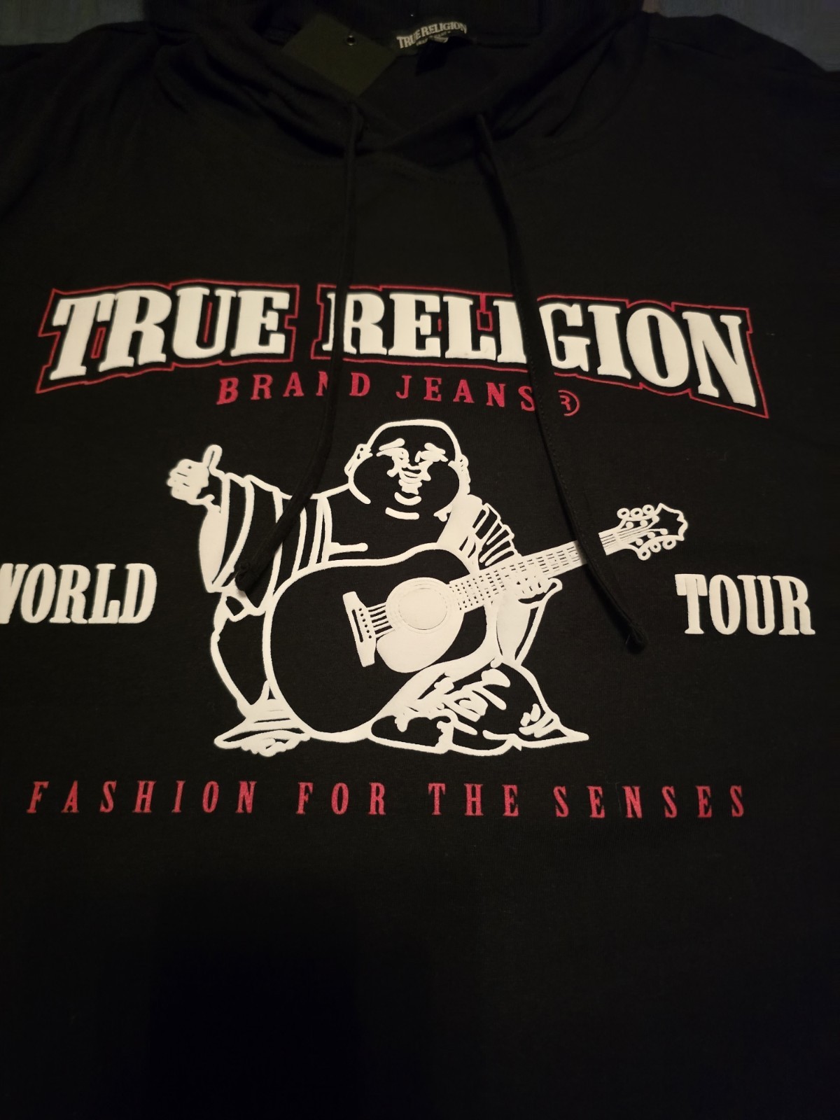 $62...True Religion "Buddha" size XL Lightweight Hooded Tank Black. gallery