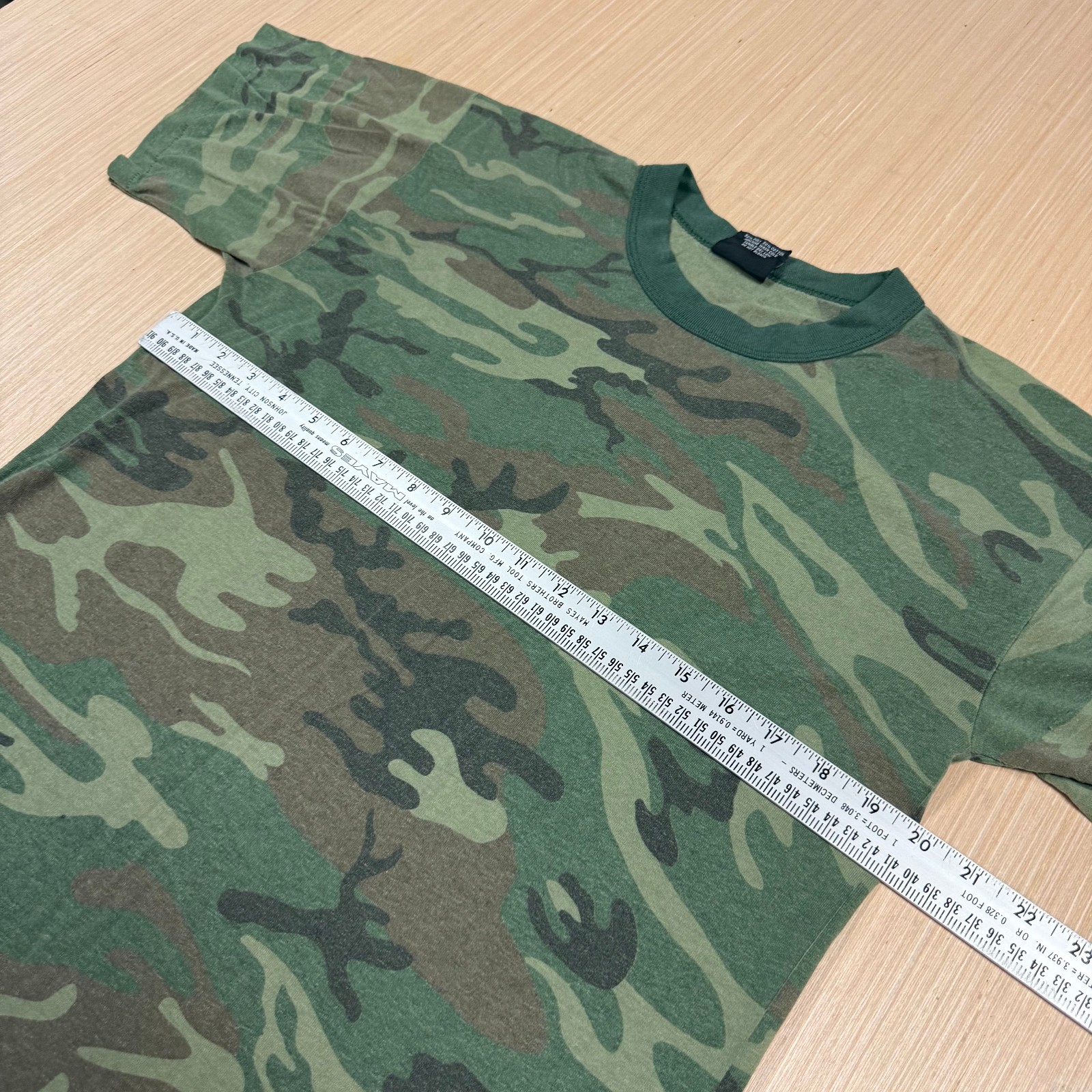 Vintage 90s Rothco Camo Ringer Large Single Stitch T Shirt Made in USA army gallery