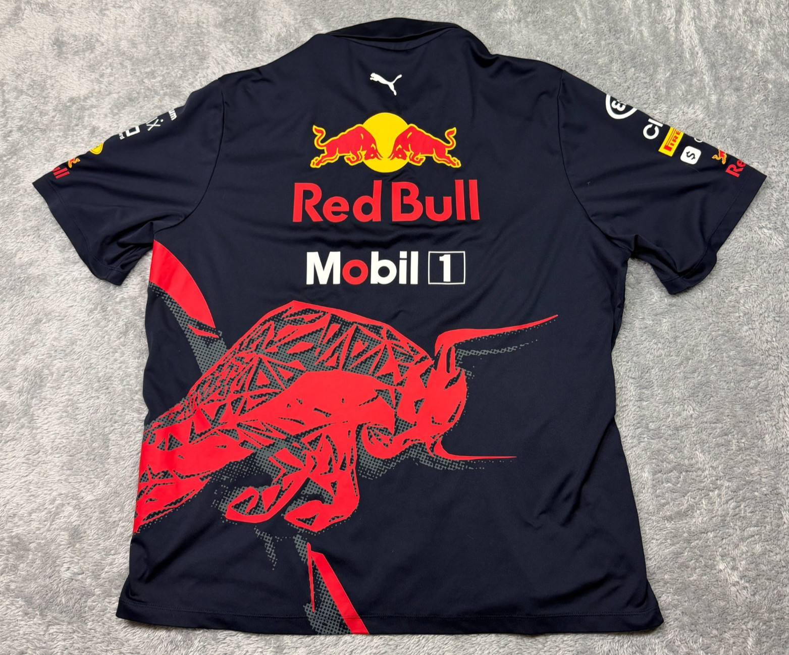 Puma Red Bull Formula 1 Racing Polo Shirt Mens XL Navy Blue Mobil 1 Tag Huer gallery