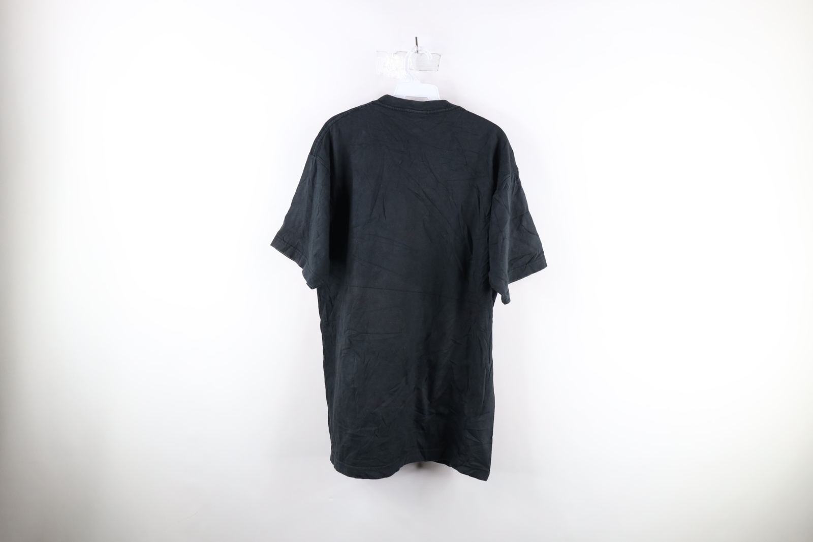 Vintage 90s Mens Large Faded Spell Out Ethiopia Emperor Tewoderos T-Shirt Black gallery