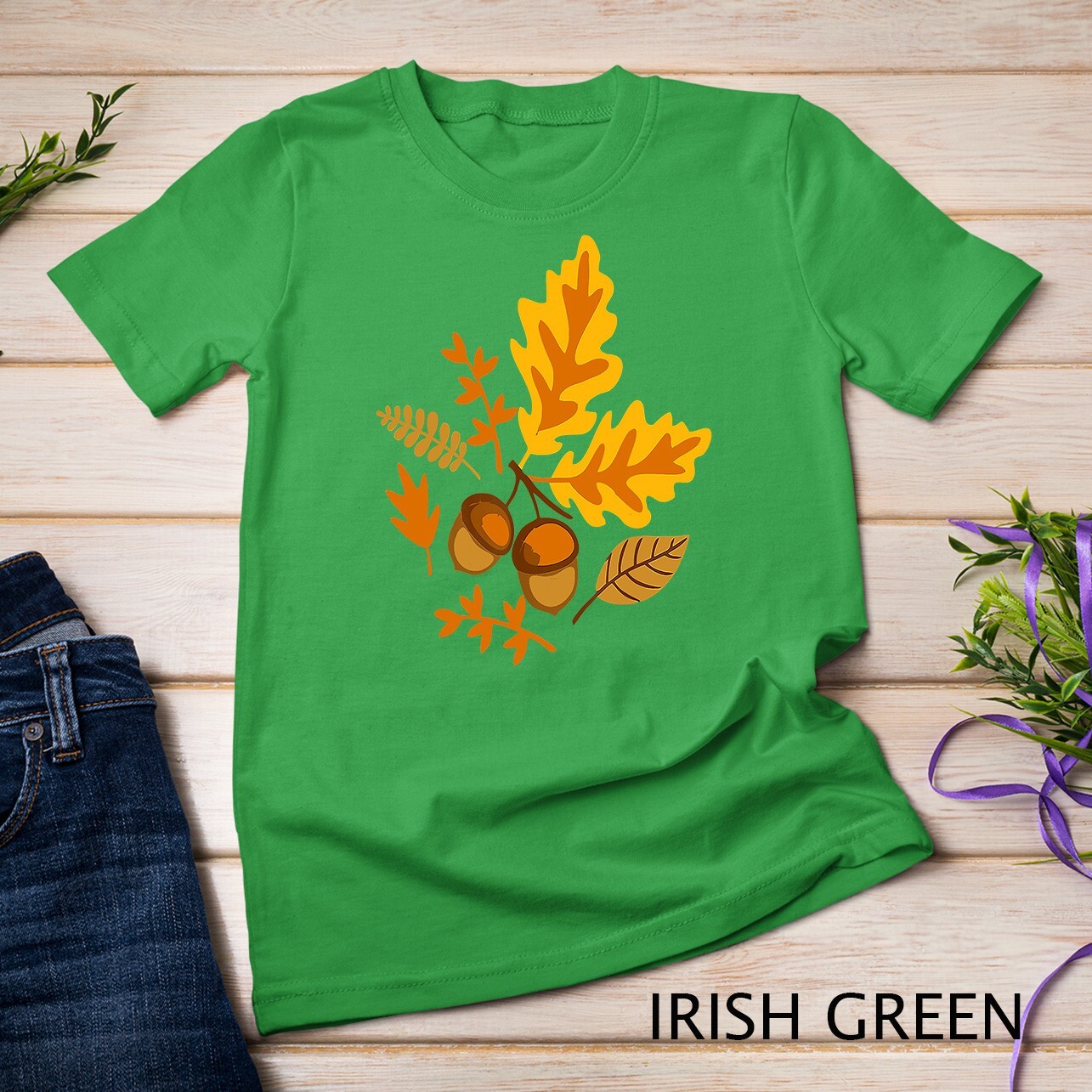 Autumn Leaves and Acorns Fall for Women Thanksgiving Cute Unisex T-shirt gallery