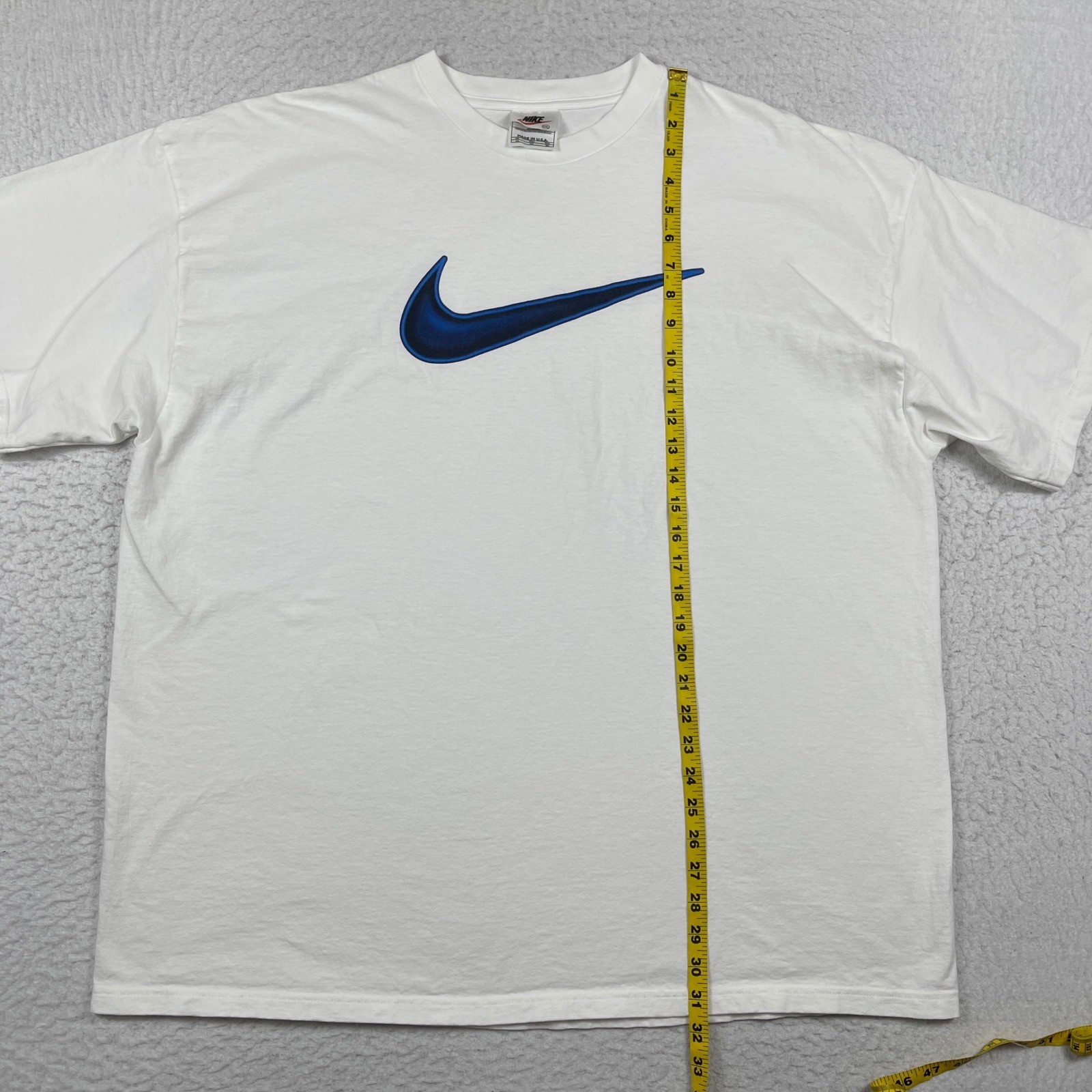 Nike T-Shirt Mens XXL White Blue Swoosh Vintage 90s Made in USA Streetwear Tee gallery