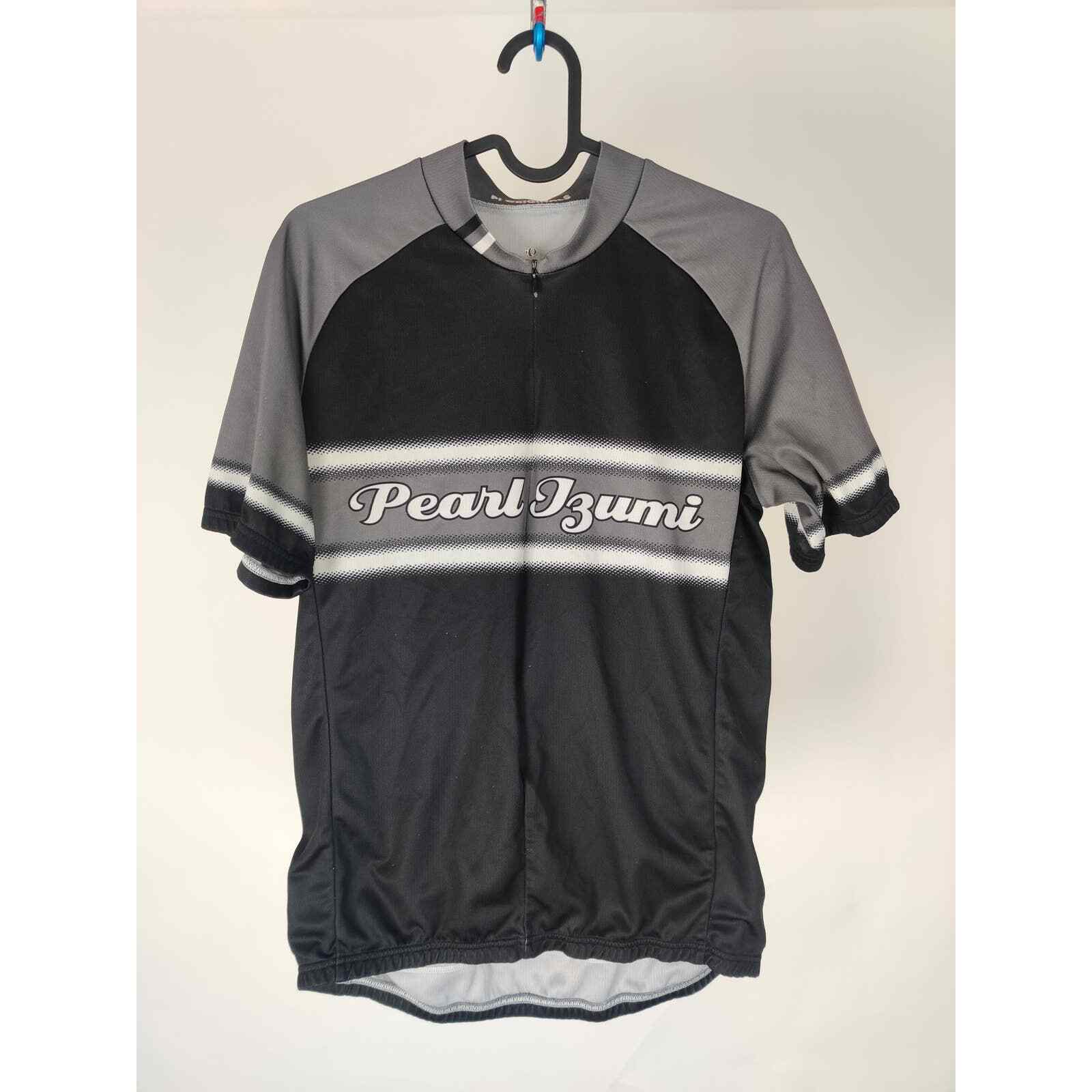 (V) Pear Izumi Men cycling jersey sport black/gray 3/4 zip sz M gallery