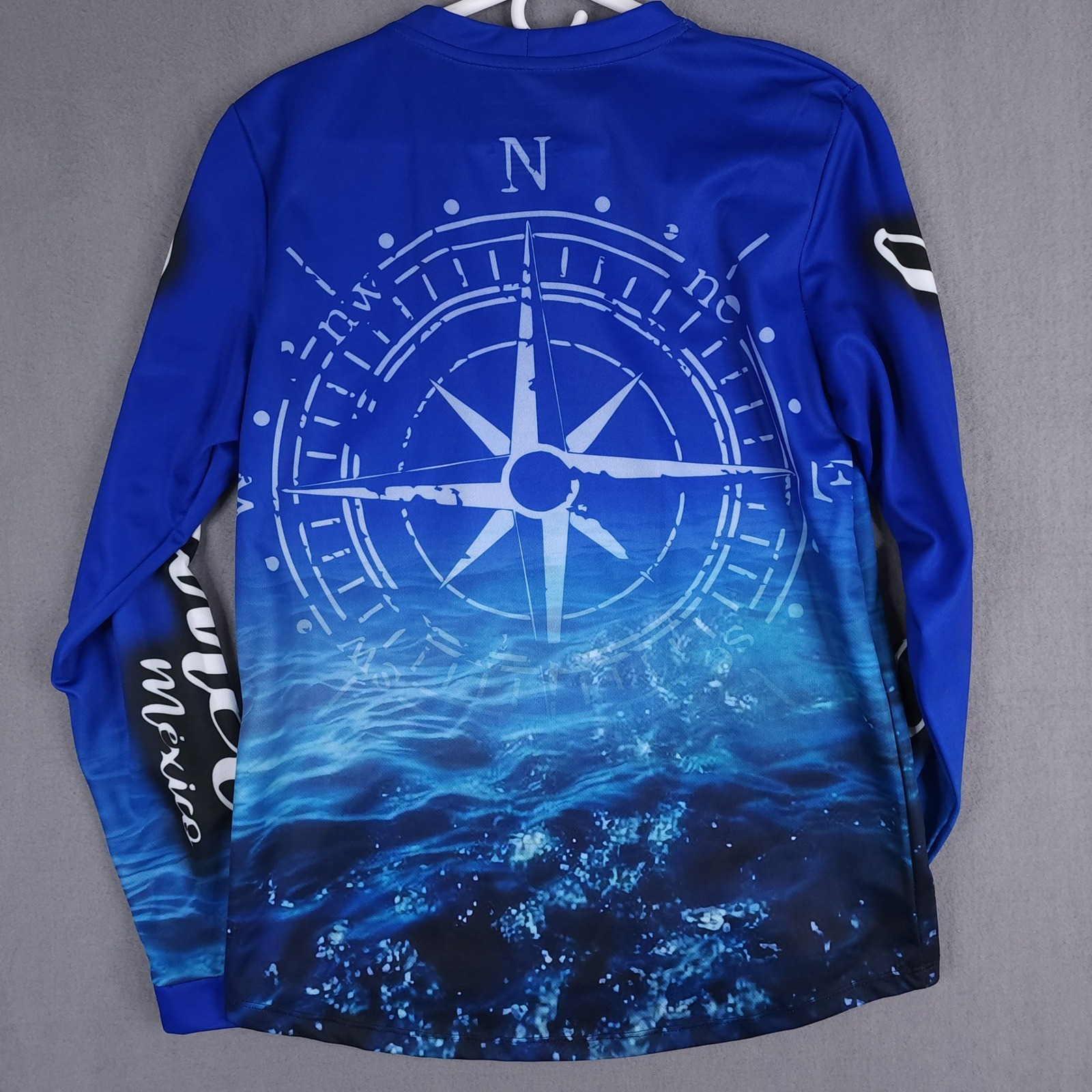 Cozumel Mexico Fishing Shirt Mens L Blue AOP Marlin Compass Graphic Performance gallery