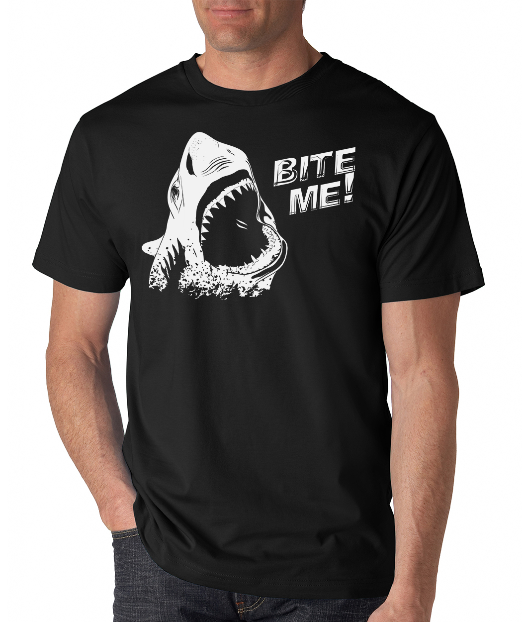 BITE ME Shark Week tee teeth funny attack college humor rude surf T-Shirt
