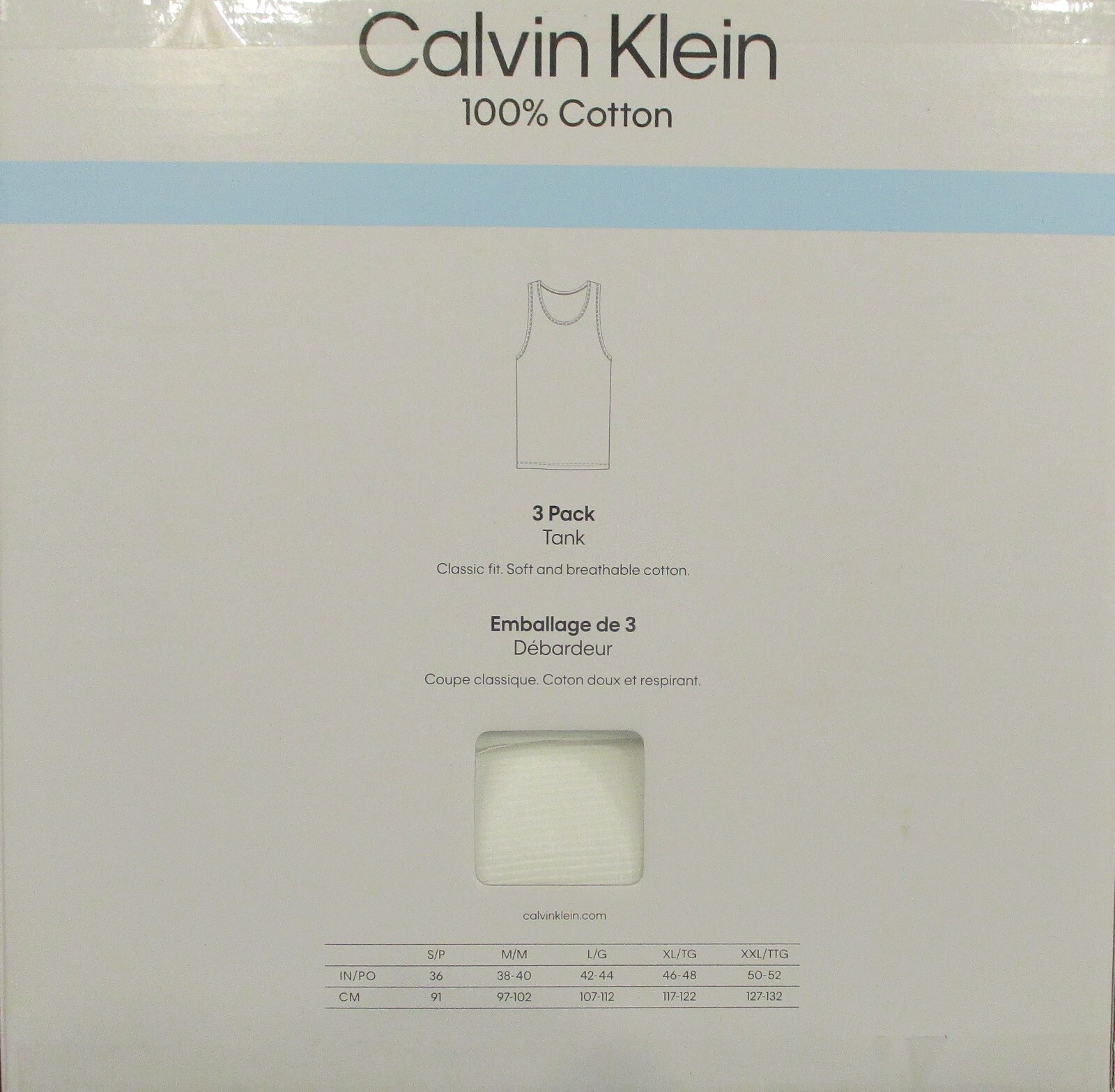 3 CALVIN KLEIN SIZES: S M L XL XXL MENS COTTON WHITE TANK TOP T-SHIRT UNDERSHIRT gallery
