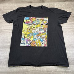 Nickelodeon T-Shirt Mens Size Large-XL* See Measurement* SpongeBob Rugrats Black