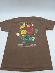 Obey T-Shirt Men Small Brown Graphic Cotton Tee.#46811
