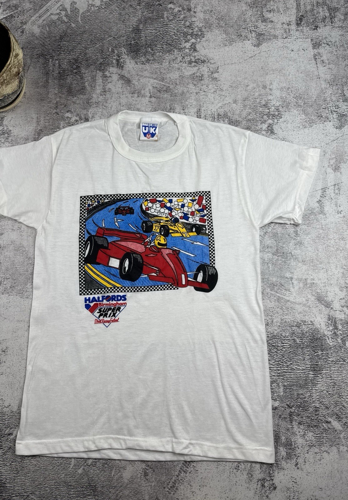Vintage Halfords Birmingham Super Prix Caliber 80s Racing Formula 1 T Shirt Tee gallery