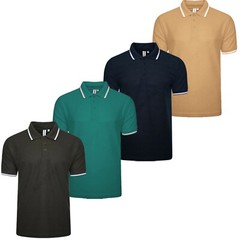 4 / 6 Pack Mens Polo Shirt Multipack Set Short Sleeve Pique Top Tipping T-Shirt