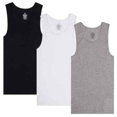 Lote de Camisetas sin Mangas Acanaladas 100% Algodón para Hombres Paquete de 3