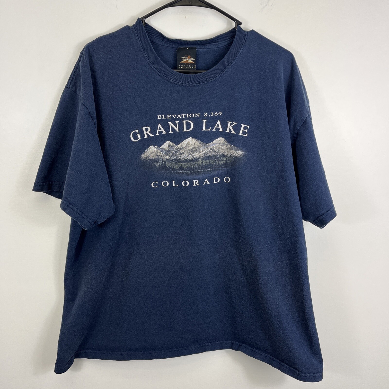 Vtg Prairie Mountain Grand Lake Colorado Tshirt Blue Adult XL Tourist Mountains