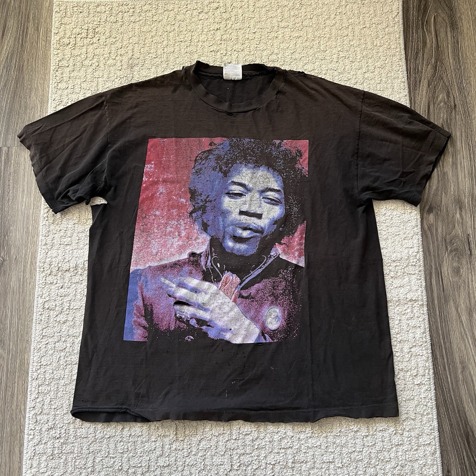 Hanes Rare Vintage Y2K Distressed Faded Jimi Hendrix Made in USA XL Shirt gallery