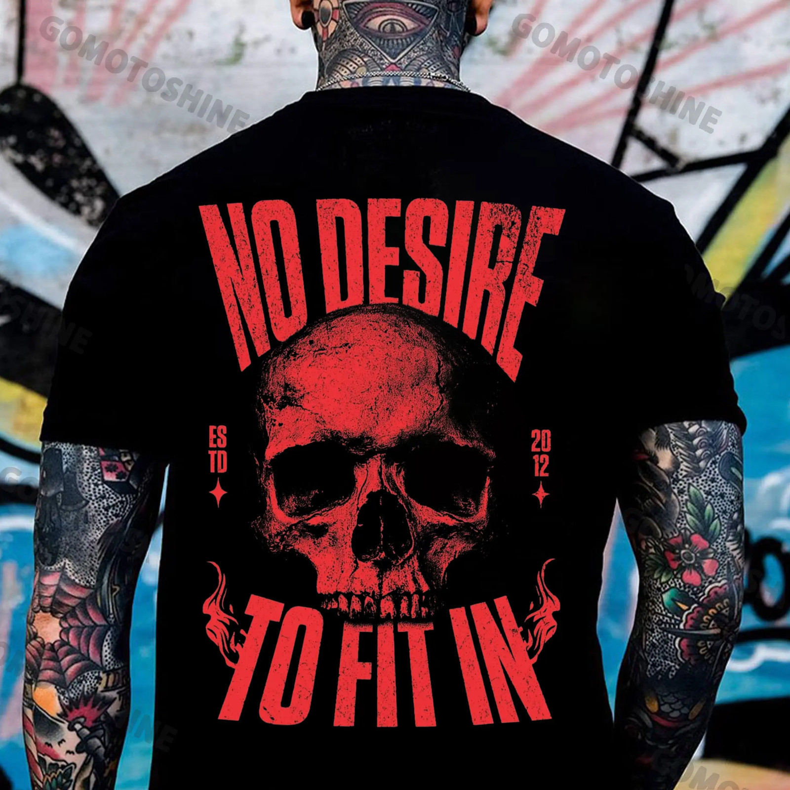 NO DESIRE TO FIT IN Skull Print Men’s T-Shirt