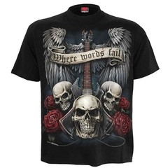 Vtg Spiral Direct Skull Guitar Wings Gothic Rock Tattoo Y2K Graphic T Shirt XL