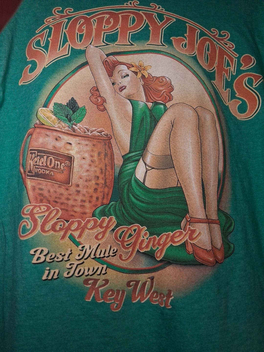 Large Sloppy Joe's Sloppy Ginger Best Mule In Town Key West Green T-Shirt gallery