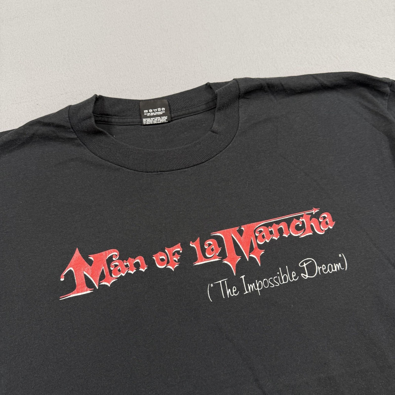 Vintage Screen Stars Best Man Of La Mancha Shirt Mens XL Black Graphic Tee gallery