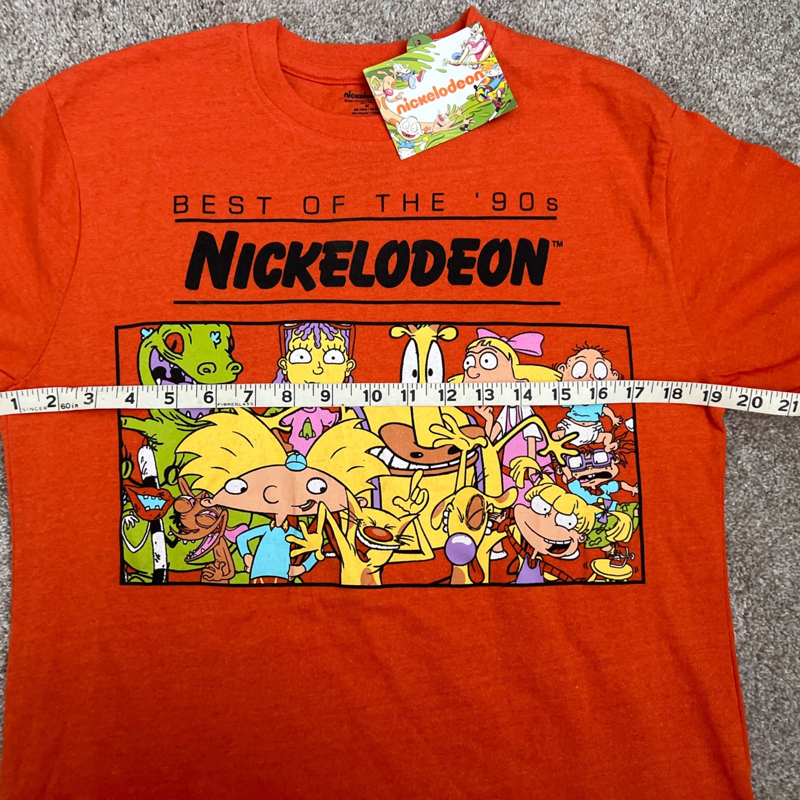 Nickelodeon Rugrats, Hey Arnold, CatDog 90s Cartoon T-Shirt Orange Size M gallery