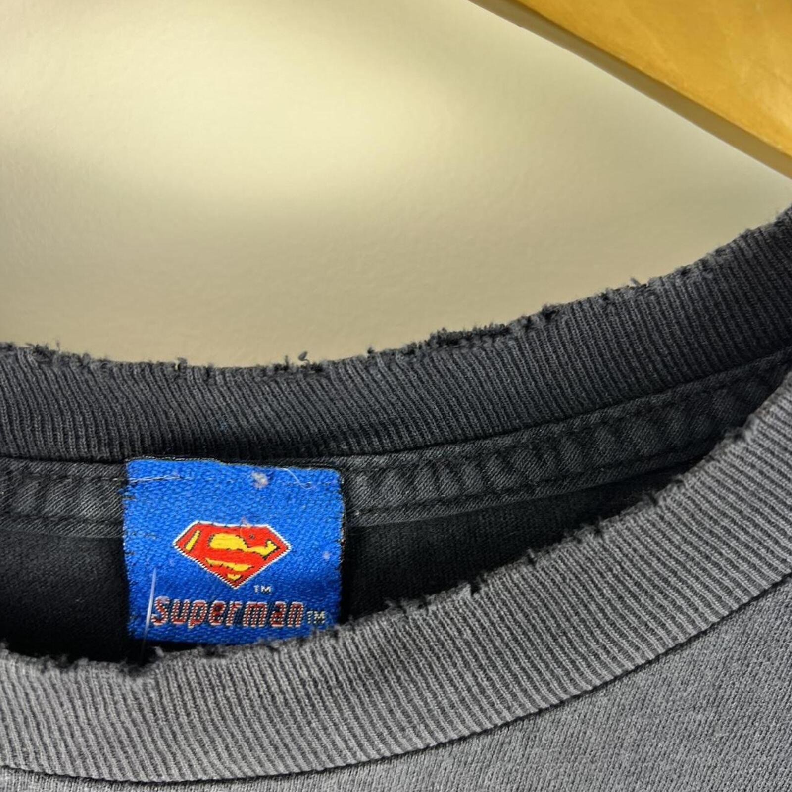 Super faded Superman black tee with flame design large / XL gallery