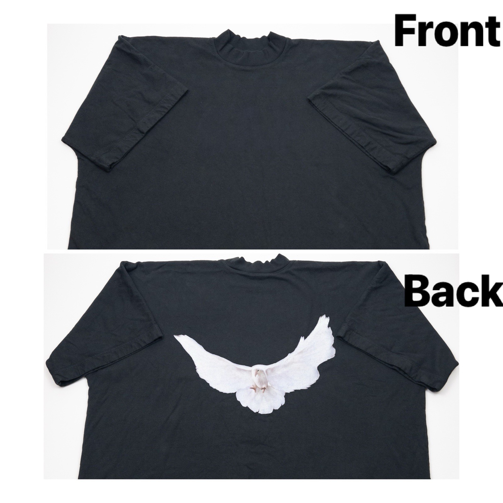 YZY GAP Yeezy Oversized Dove Thick T Shirt Size XL Black Boxy Baggy Fit Mock