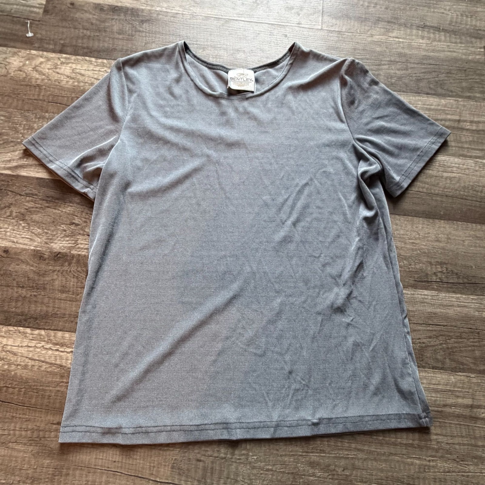 Bentley Mens Grey Short Sleeve T-Shirt Large Nylon Blend Made In USA