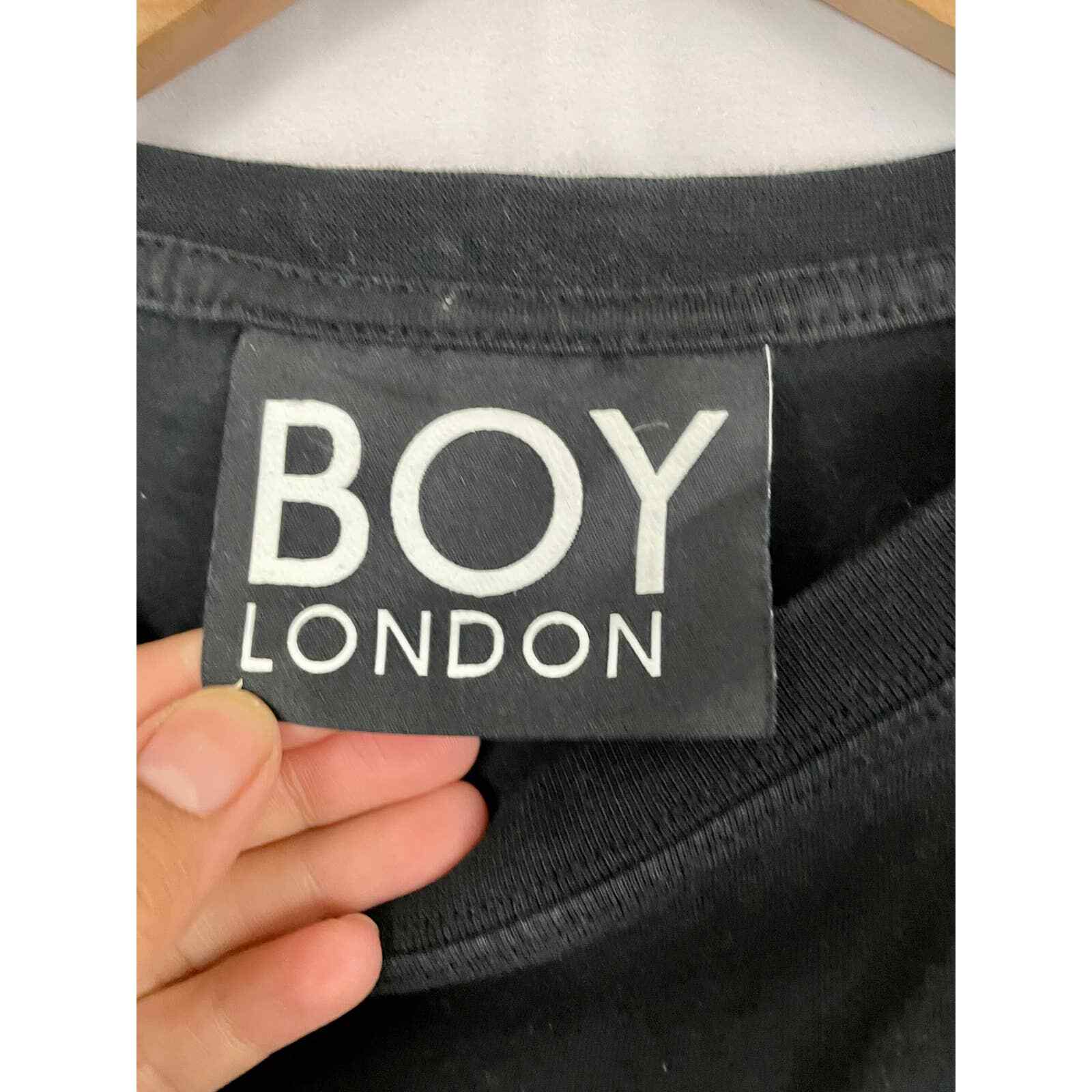 Boy London Black T-Shirt XS Men's Gold Accent Bird Short Sleeve Logo Embroidered gallery