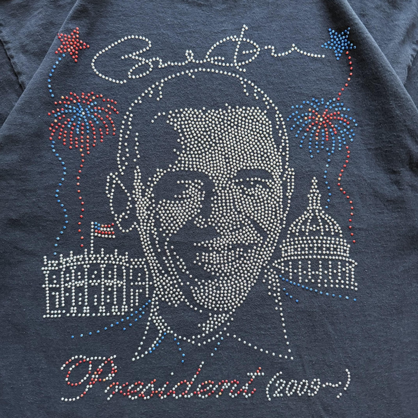 2000s Y2K Barack Obama Rhinestone Shirt Mens XL Black President 2009 Graphic Tee gallery