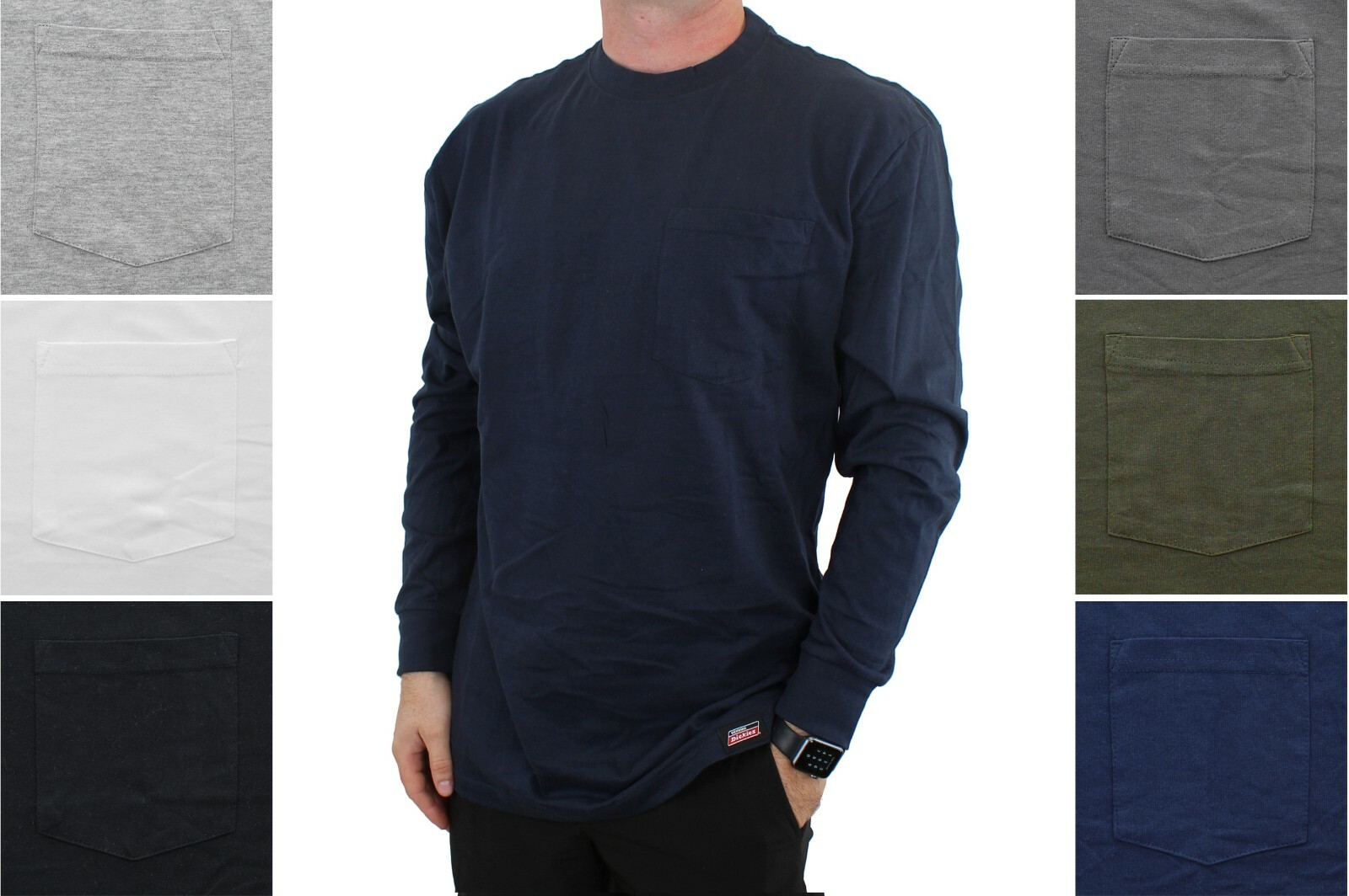 Dickies' Men's Long Sleeve T-Shirt Longer Length Lightweight Crew Neck, Pocket gallery