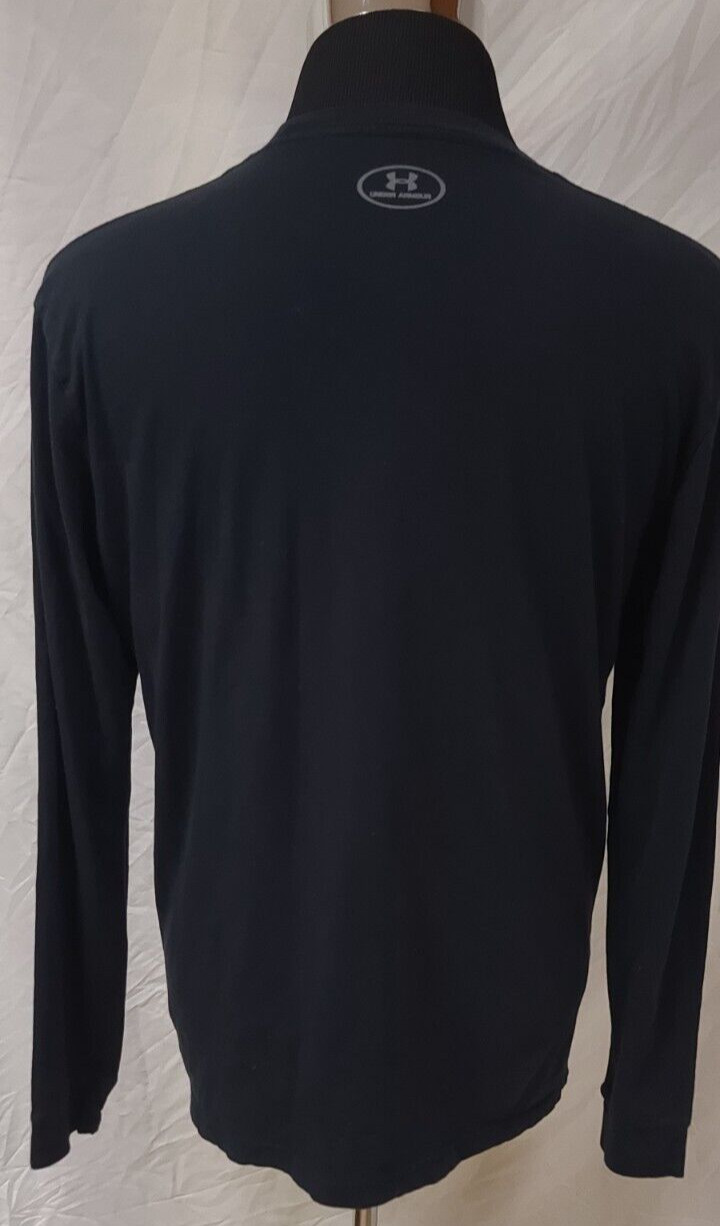 Under Armour Heat Gear Large Black BIG LOGO Spell Out Long Sleeve Crew T- Shirt gallery
