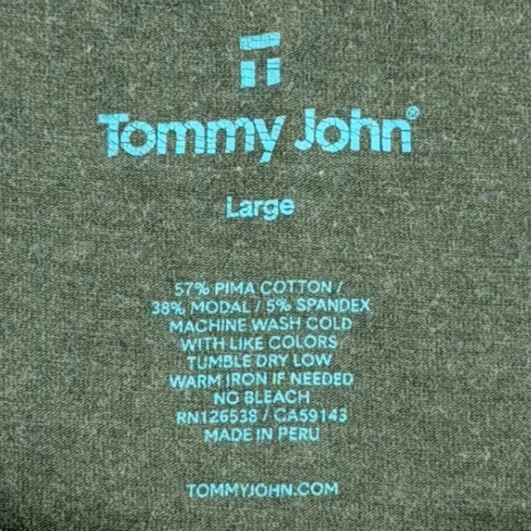 Tommy John Henley Lounge Shirt Men Large Green Pima Cotton Stretch V Split Neck gallery