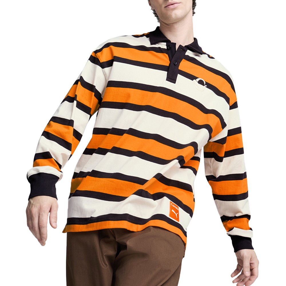 PUMA Carrots X Collared Long Sleeve Pullover Shirt Mens Orange, White Casual Top gallery