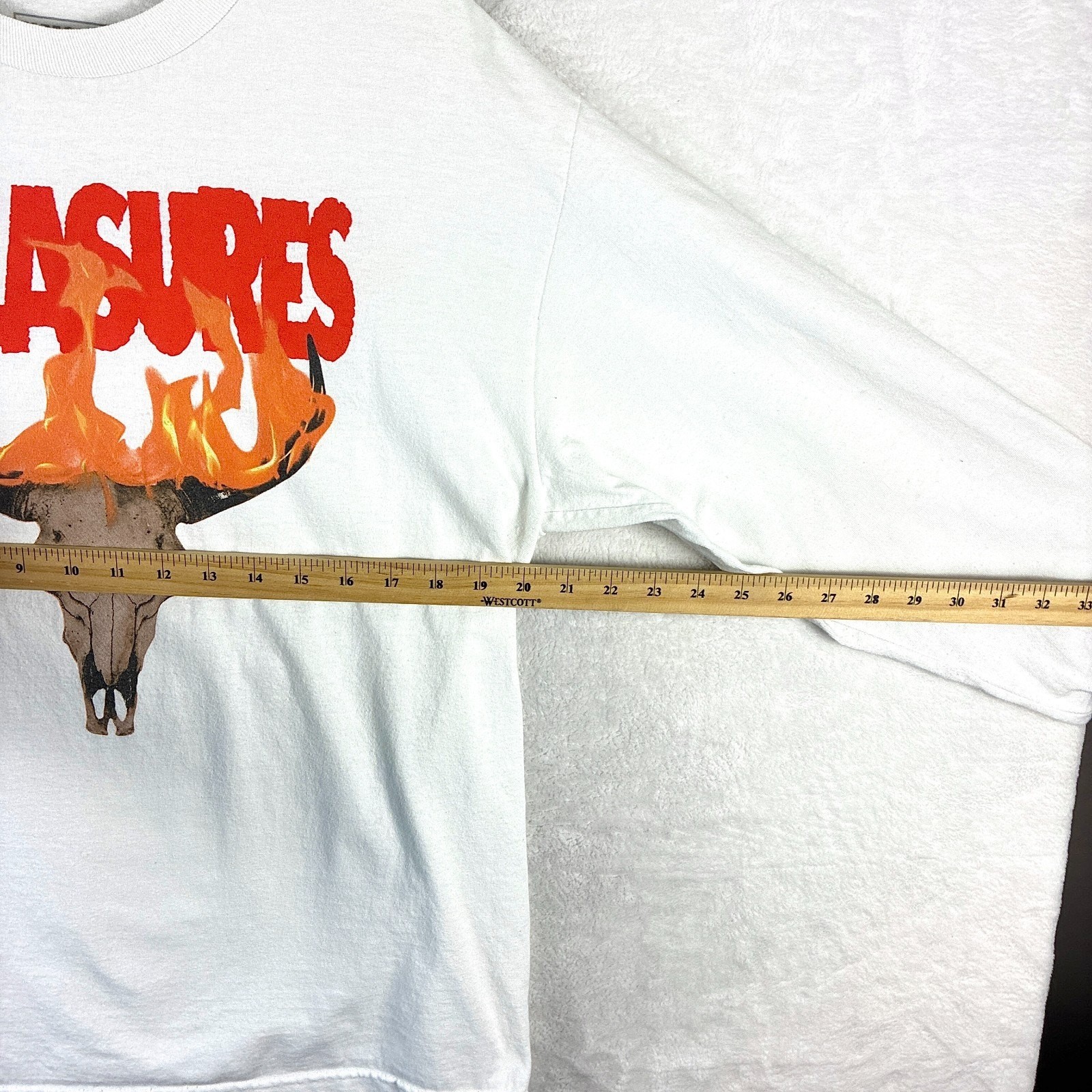 Pleasures Shirt Mens L White Cow Ranger Skull Flames Streetwear Skater Punk gallery