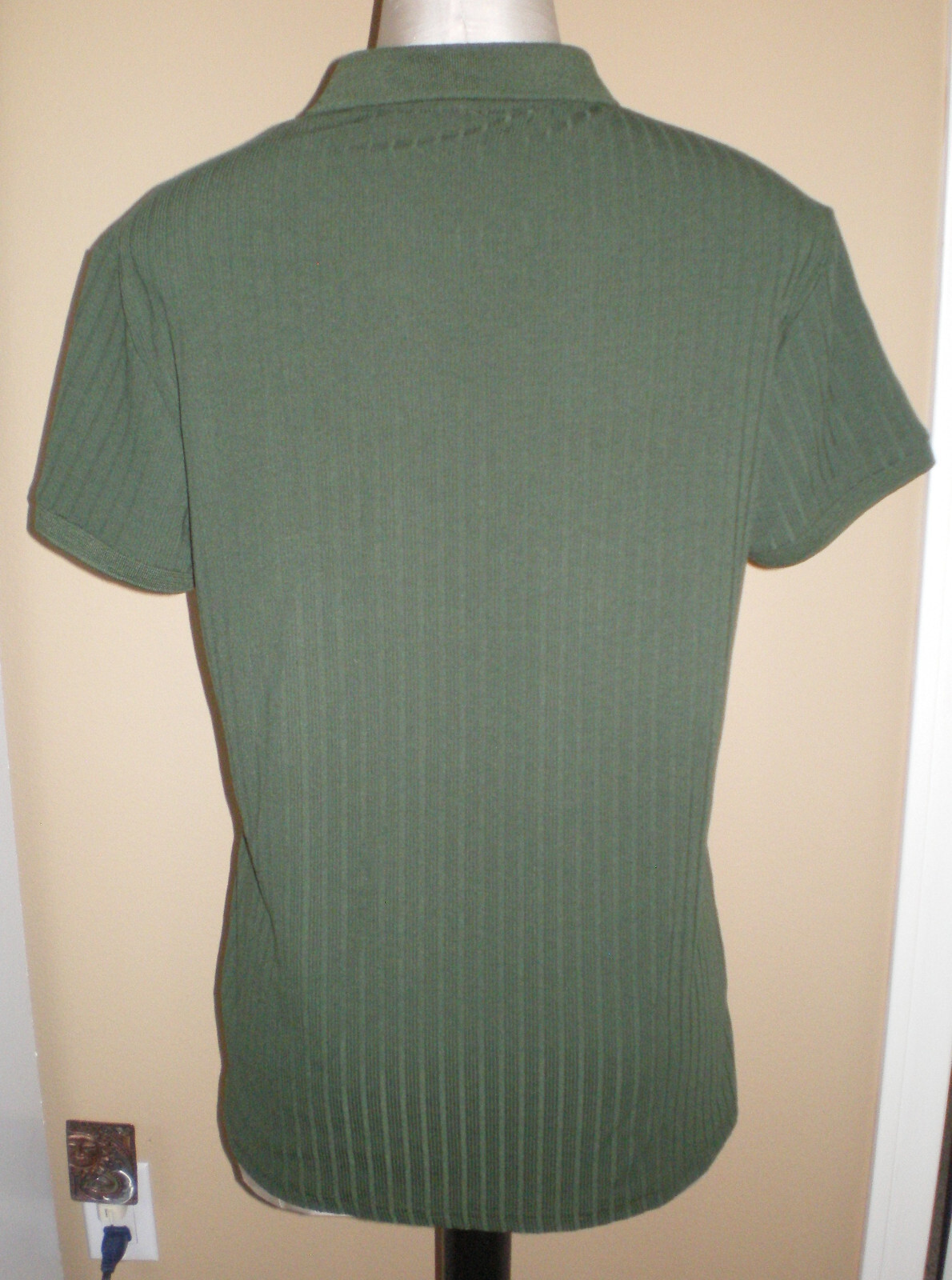NITAGUT Mens FOREST GREEN Casual Short Sleeve Collared Ribbed Knit POLO Shirt S gallery